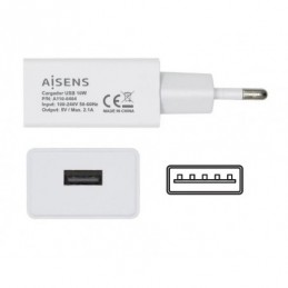 CARGADOR DE PARED AISENS A110-0404/1xUSB/2AMP