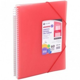 CARPETA DESCOM FUNDAS ESPIRAL 30H ROJO