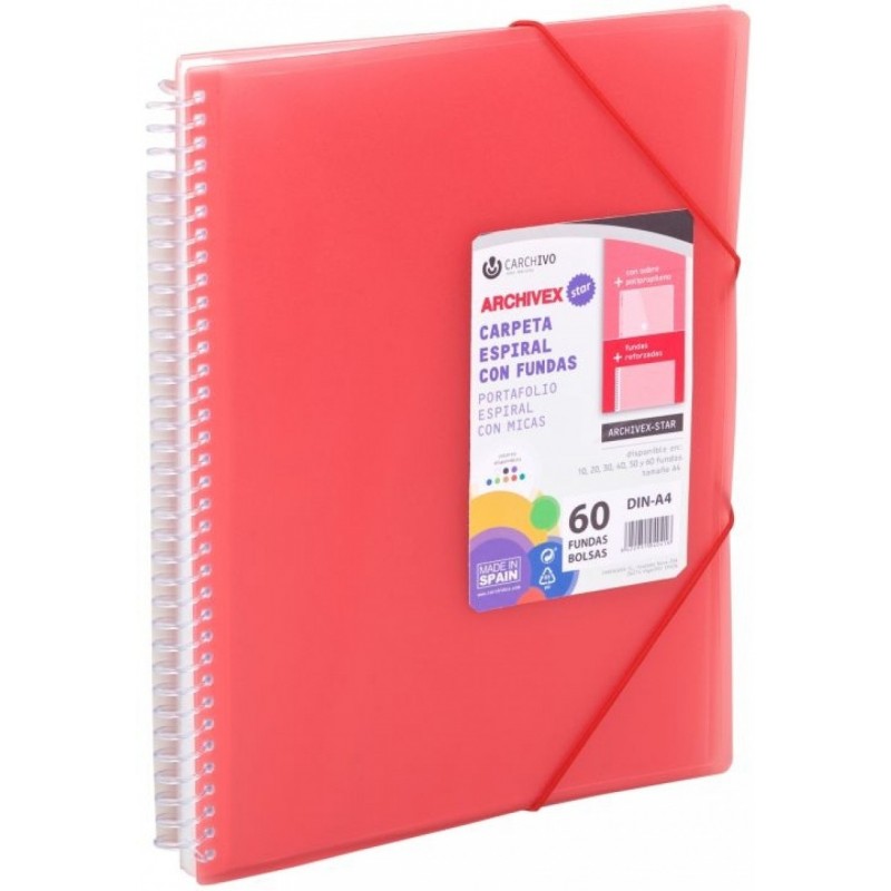 CARPETA DESCOM FUNDAS ESPIRAL 40H ROJO