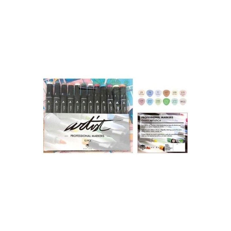 ESTUCHE 12 ROTULADORES GAMA ARTIST COLORES PASTEL
