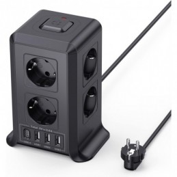 REGLETA 8 TOMAS AC 4 USB 2500W 10AMP CABLE 2MTS