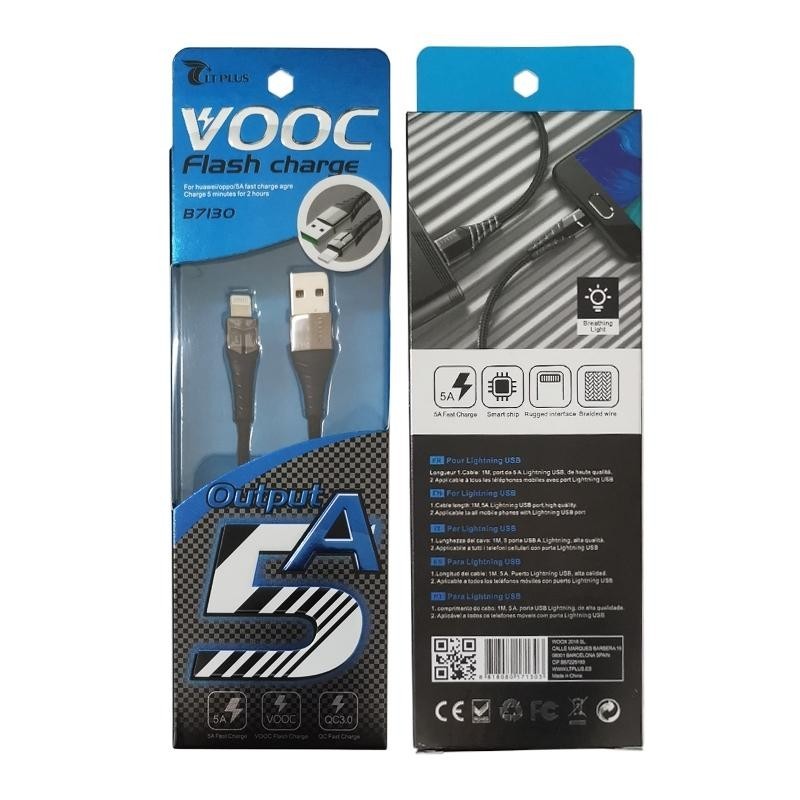 LT PLUS B7130 CABLE USB PARA IPHONE 1MT 5AMP NEGRO