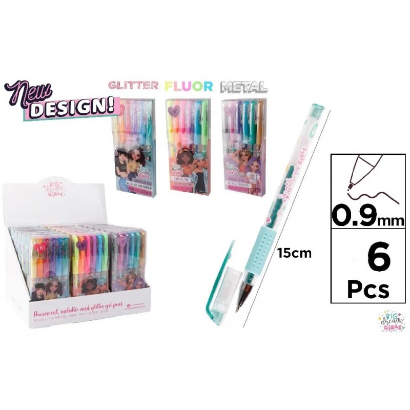BOLIGRAFOS PURPURINA FLUOR Y METAL 6 COLORS
