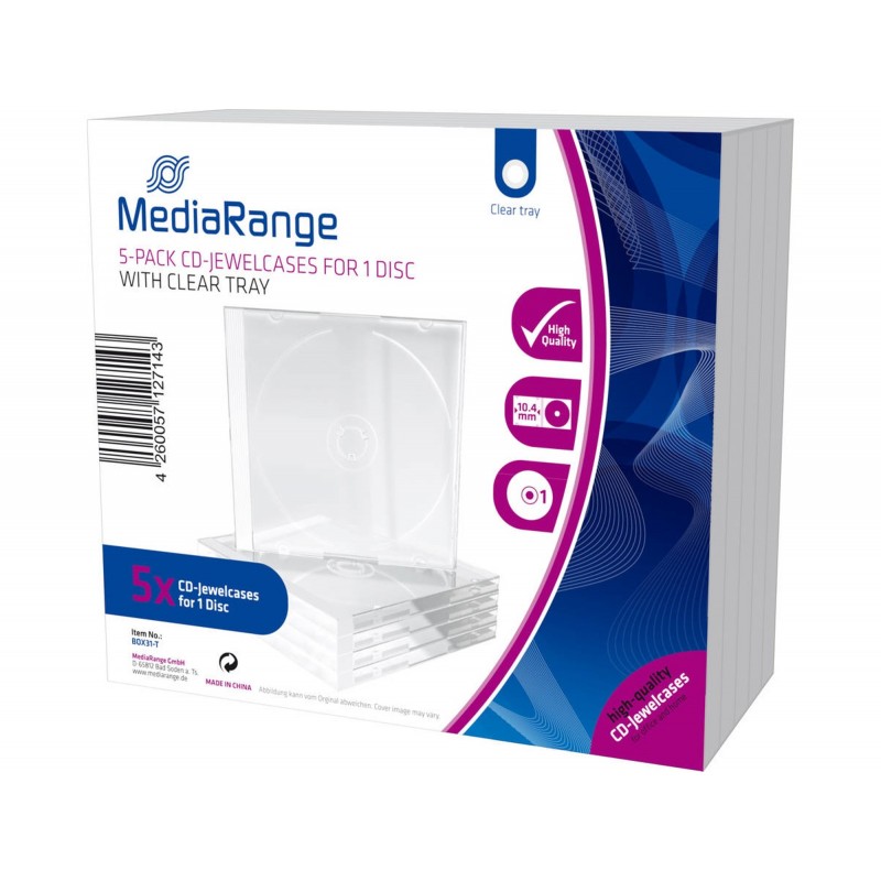MEDIARANGE CAJA CD JEWEL TRANSPARENTE 5UDS