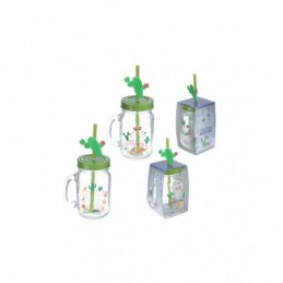 TAZA JARRA CRISTAL TAPA CACTUS JAR41