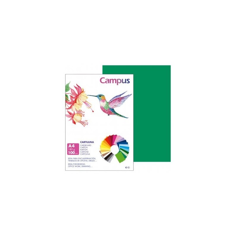 CARTULINA CAMPUS A4 180G VERDE PINO / 100UDS