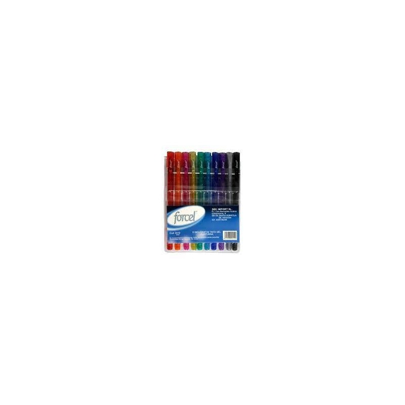 BOLSA 10 BOLIGRAFO GEL PURPURINA
