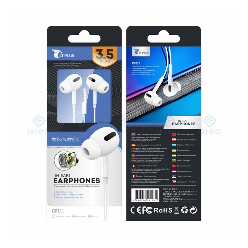 AURICULAR LTPLUS C6121 IN-EAR HD 3.5MM BLANCO