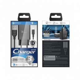 CARGADOR LTPLUS A8598 RAPIDO CON CABLE 1MT NEGRO