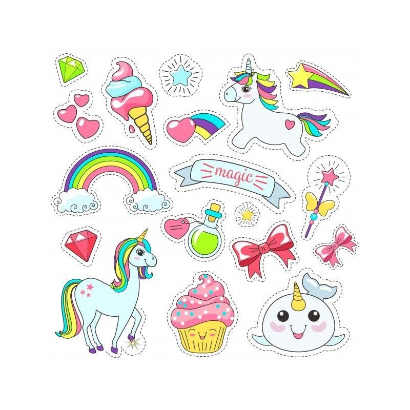 SET STICKERS UNICORN