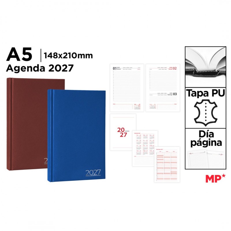 AGENDA 2027 15x21 CM DIA PAGINA PLASTICO PVC
