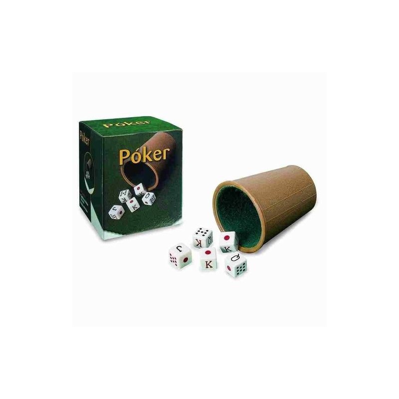 ACCESORIO CUBILETE FORRADO Y 5 DADOS POKER 16MM