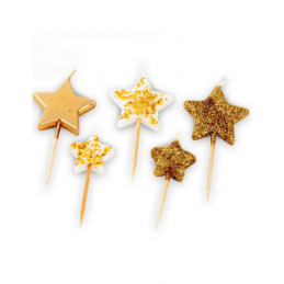 VELAS CUMPLEAÑOS ESTRELLAS GLITTER ORO