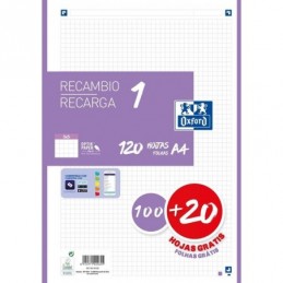 RECAMBIO 1 A4 OXFORD CUADRO 5x5 LILA 100 Y 20