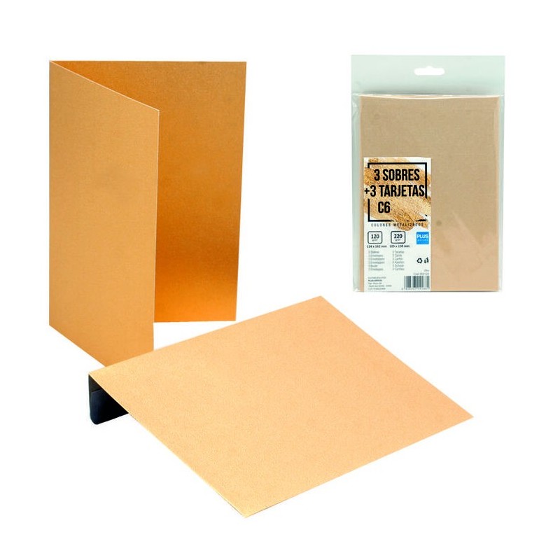 SOBRE+TARJETA PLUS 114x162 METALIZADO ORO PLUS OFF