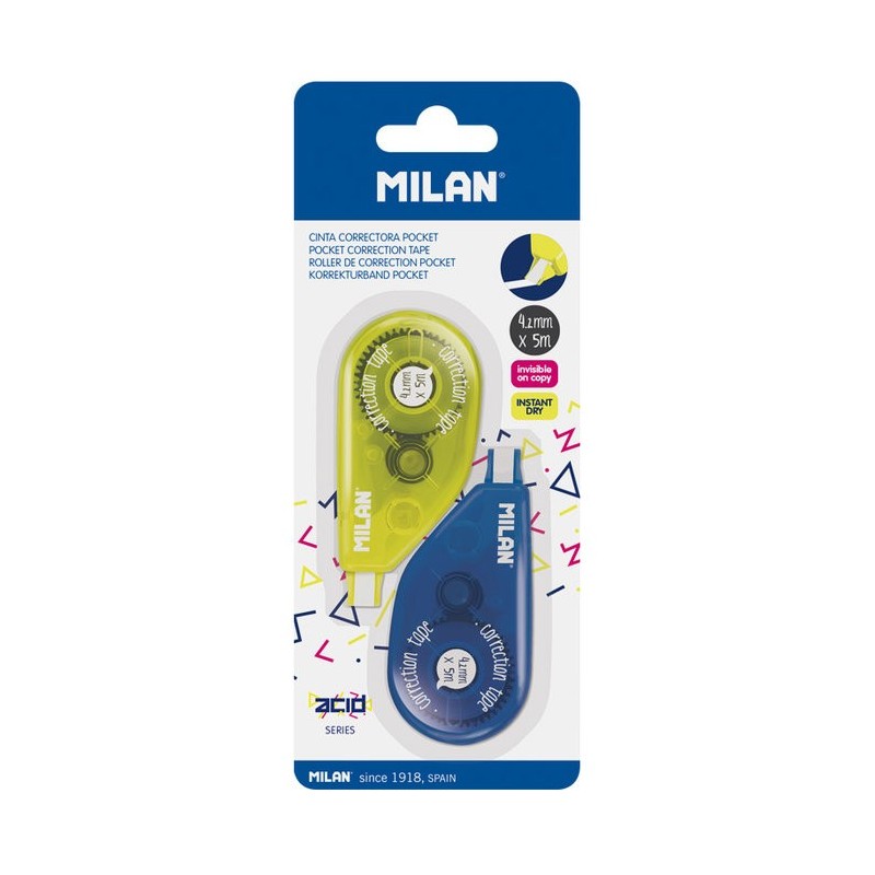 BLISTER 2 CINTAS CORRECTORAS MILAN POCKET 4.2x5MT