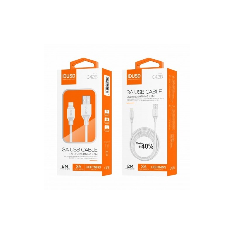 TURBO CABLE LIGHTNING 2M 2.4A BLANCO C42A