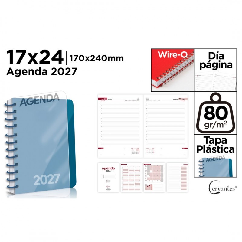 AGENDA 2027 OFICINA POLIPROPILENO 17x24 DP AZUL