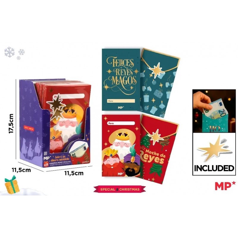 SOBRES DE DINERO NAVIDEÑO CON PEGATINAS