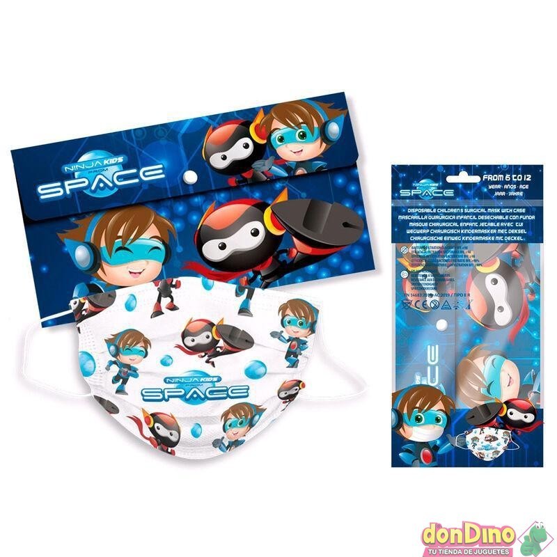 PACK 5 MASCARILLAS INFANTILES + ESTUCHE SPACE