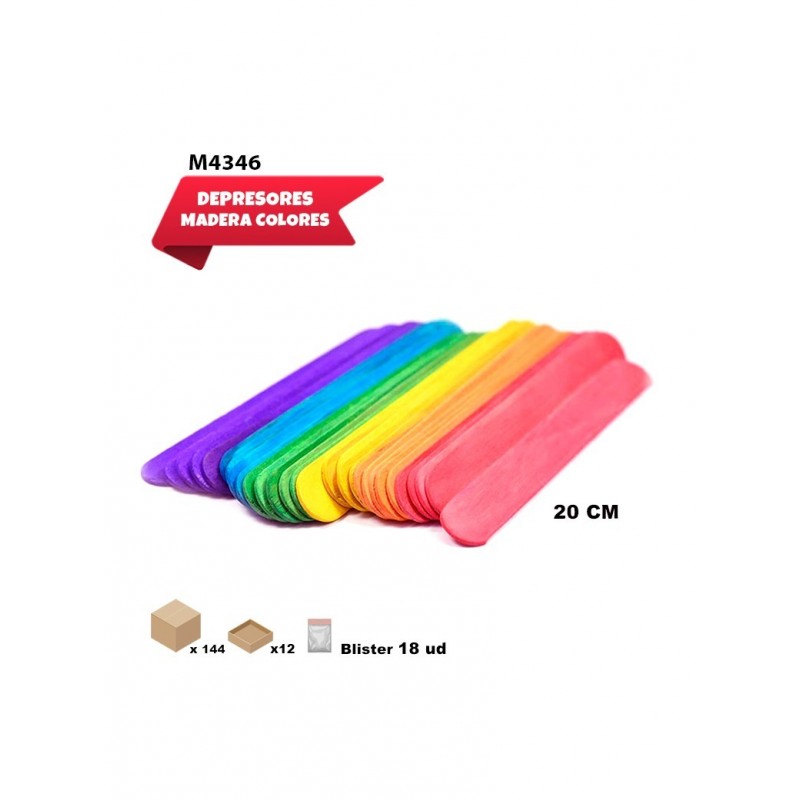 DEPRESORES DE MADERA DE 20CM COLORES SURTIDOS