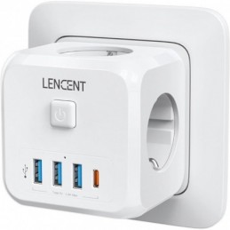 CUBO ENCHUFES 7 EN 1 4000W 3TOMAS CA 3 USB 1USBC