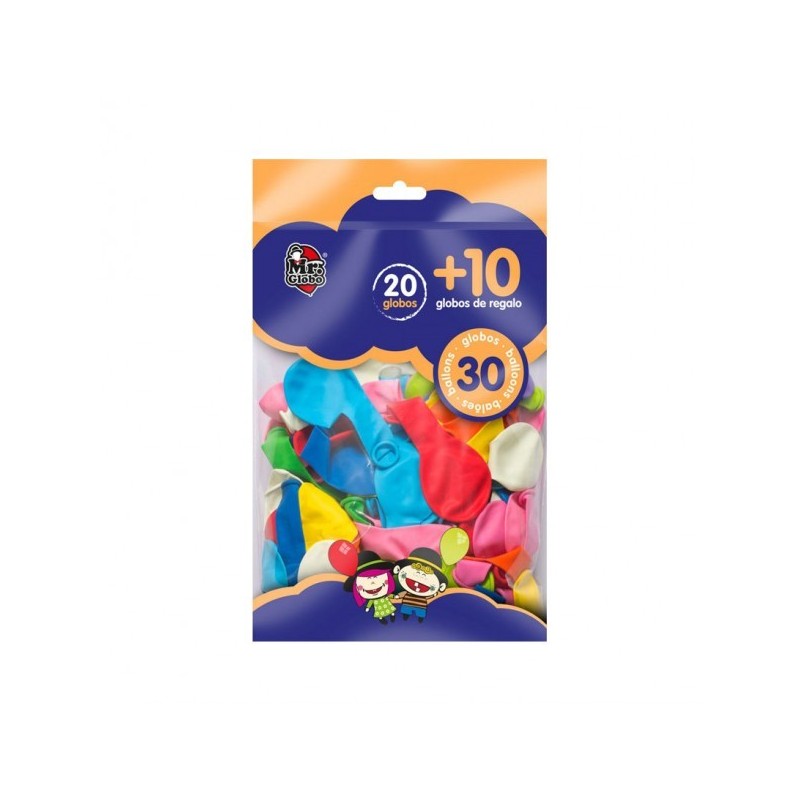 BOLSA 20+10 GLOBOS COLORES