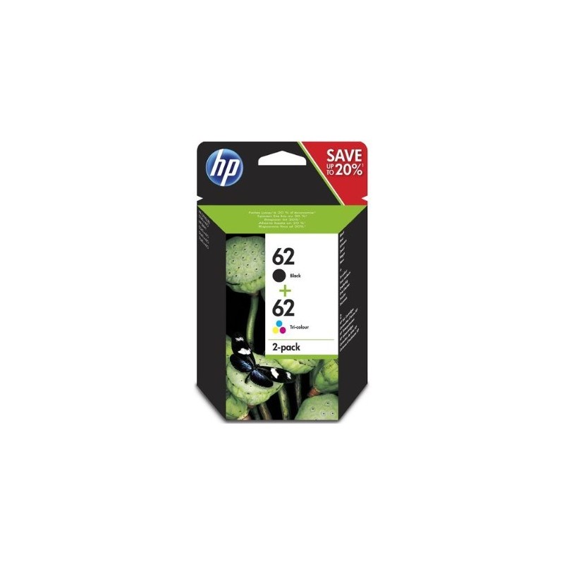 CARTUCHO HP 62 J3M80AE PACK TWING NEGRO Y COLOR
