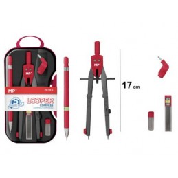 COMPAS ESPECIAL LOOPER 5 PIEZAS ROJO