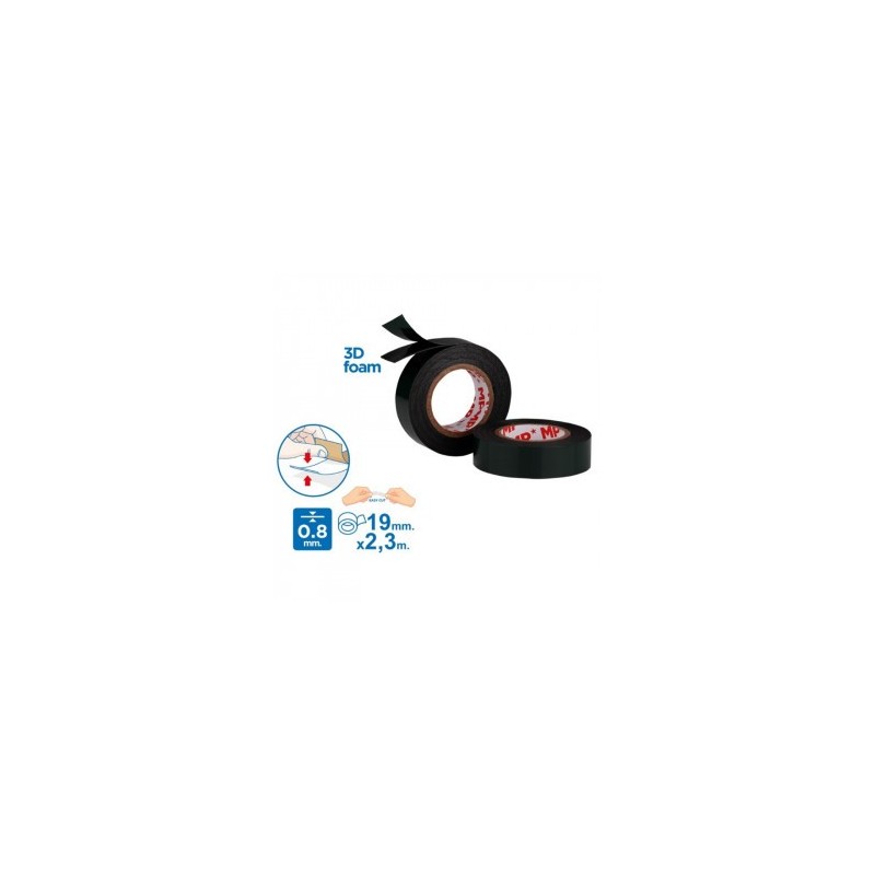 CINTA ADHESIVA DOBLE CARA 0.8MM 19MM*2.3MTS