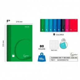 CUADERNO ESPIRAL FOLIO 80H 60 G M2 CUADRO 4x4