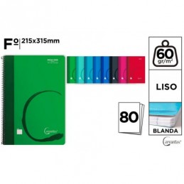 CUADERNO ESPIRAL F 80HOJAS 60G/M2 LISO TAPA BLAND