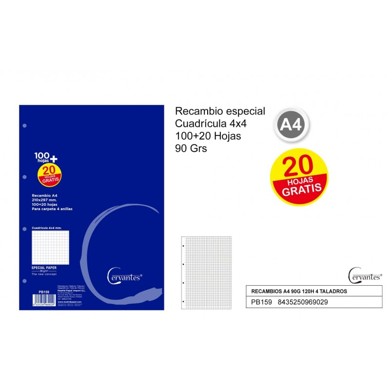RECAMBIOS A4 90GR 120H 4 TALADROS