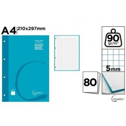 RECAMBIO A4 90GR/M2 80 HOJAS 4 TALADROS AZUL CLARO