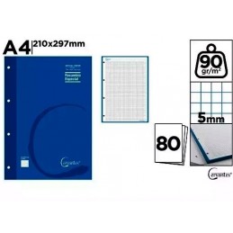 RECAMBIO A4 90GR/M2 80 HOJAS 4 TALADROS AZUL