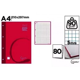 RECAMBIO A4 90GR/M2 80 HOJAS 4 TALADROS ROSA