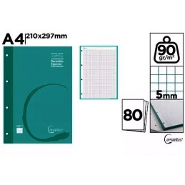 RECAMBIO A4 90GR/M2 80 HOJAS 4 TALADROS VERDE