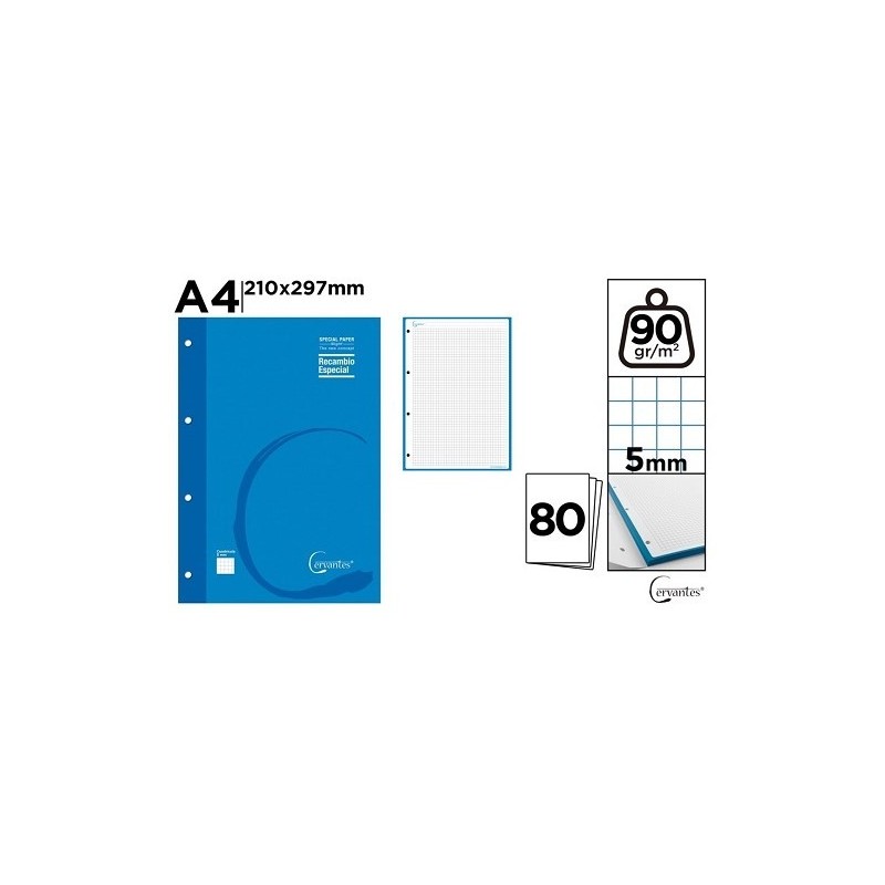 RECAMBIO A4 90GR/M2 80 HOJAS 4 TALADROS AZUL OSCUR