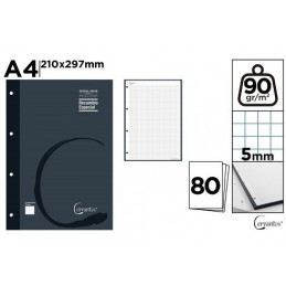 RECAMBIO A4 90GR/M2 80 HOJAS 4 TALADROS NEGRO