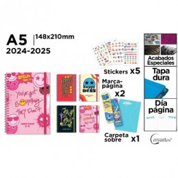 AGENDA ESCOLAR DIA PAGINA A5 TAPA DURA 24/2025