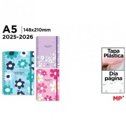 AGENDA ESCOLAR A5 DIA PAGINA PP FLORES
