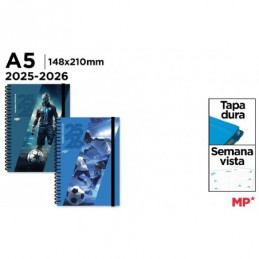 AGENDA ESCOLAR A5 SEMANA VISTA TAPA DURA FUTBOL