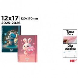 AGENDA ESCOLAR 12x17 DIA PAGINA TAPA DURA LOVE CAT