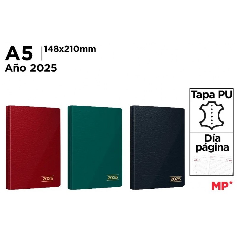 AGENDA 2025 15x21CM ROJO VERDE O AZUL