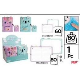 PACK DE 2 LIBRETAS DE PELUCHE CON CANDADO A5 Y A7