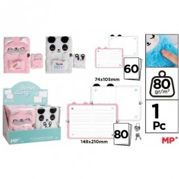 PACK DE 2 LIBRETAS DE PELUCHE CON CANDADO A5 Y A7