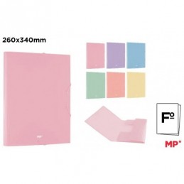 CARPETA CON SOLAPA Y GOMA FOLIO PASTEL SURTIDO