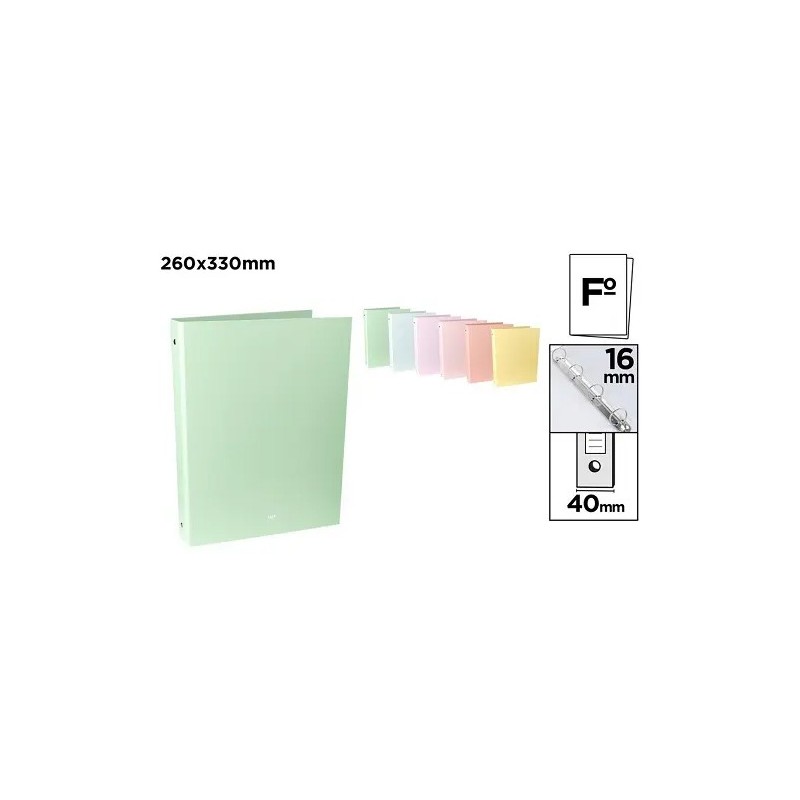 CARPETA CARTON 4 ANILLAS FOLIO PASTEL SURTIDO