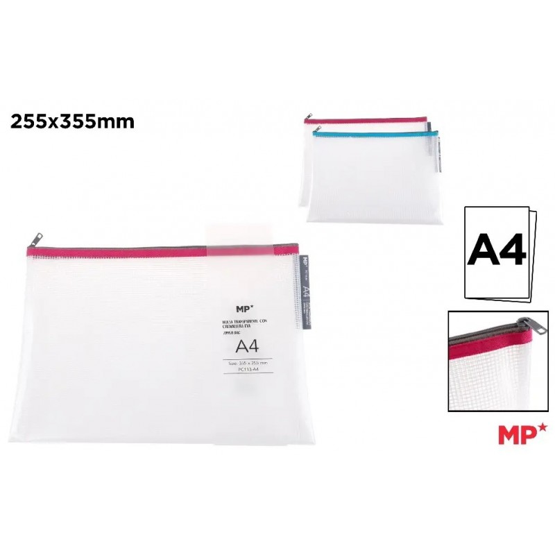 BOLSA TRANSPARENTE EVA CON CREMALLERA A4