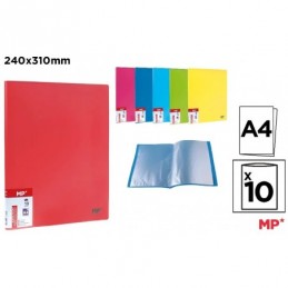 CARPETA 10 FUNDAS TAPAS A4 FLUORESCENTES